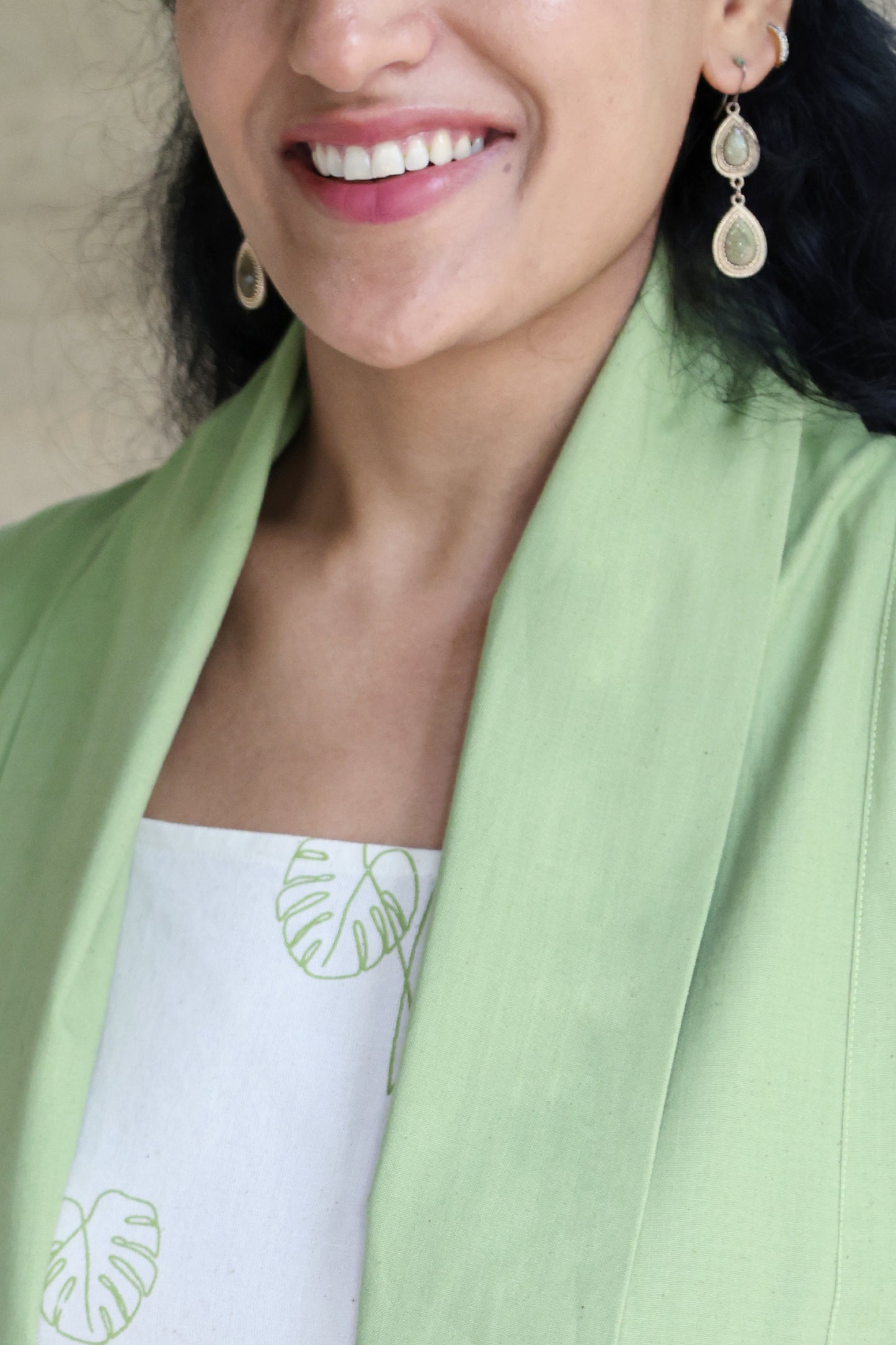 Sage Green Medium Weight Cotton Sleeveless Shrug