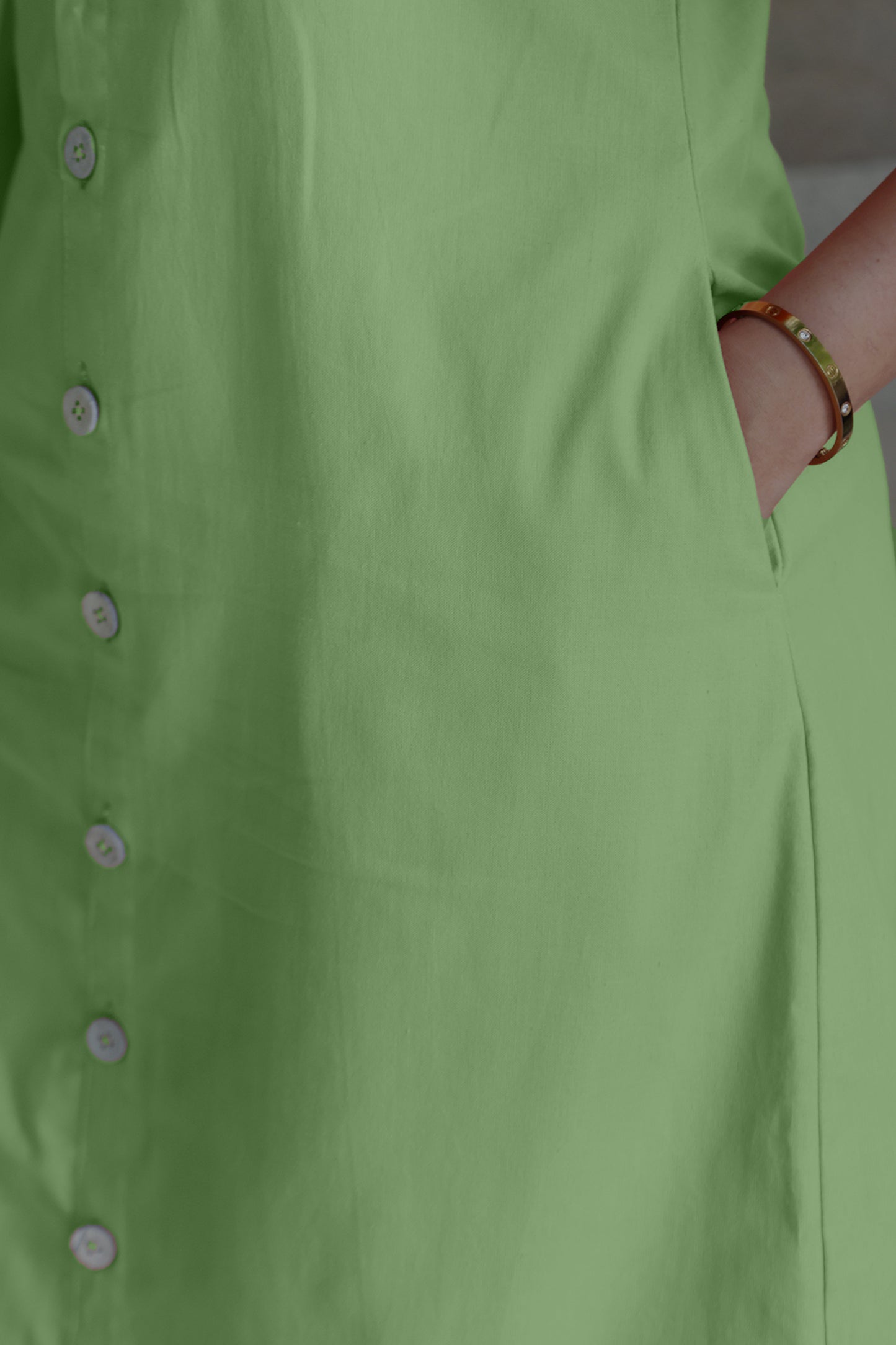 Square Neck A Line Dress in Monotone Solid Sage Green