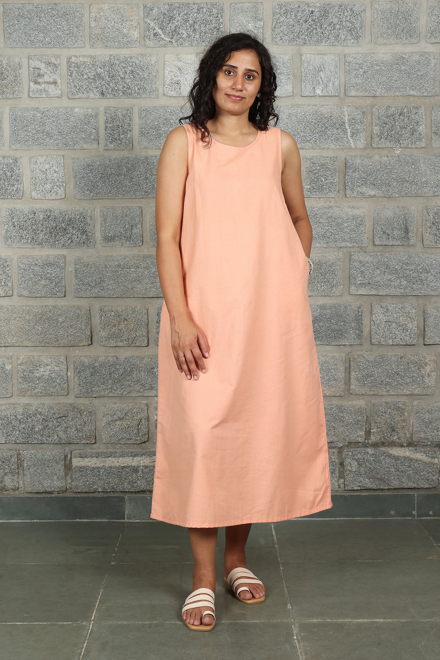 Pink Peach Sleeveless Maxi Dress