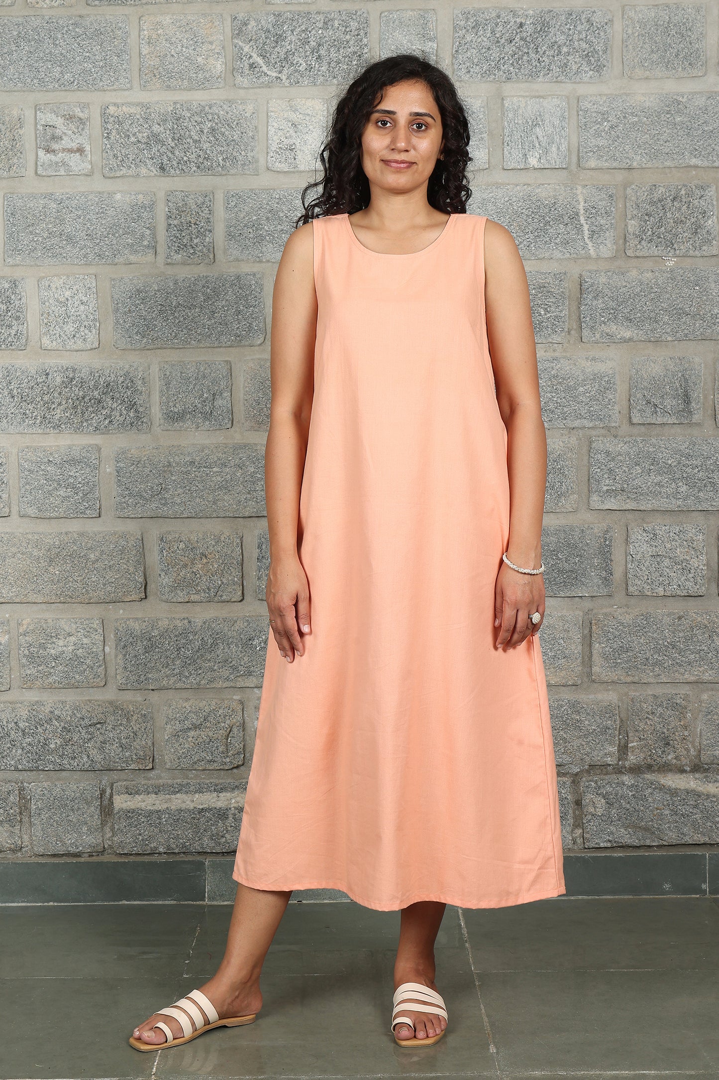 Pink Peach Sleeveless Maxi Dress