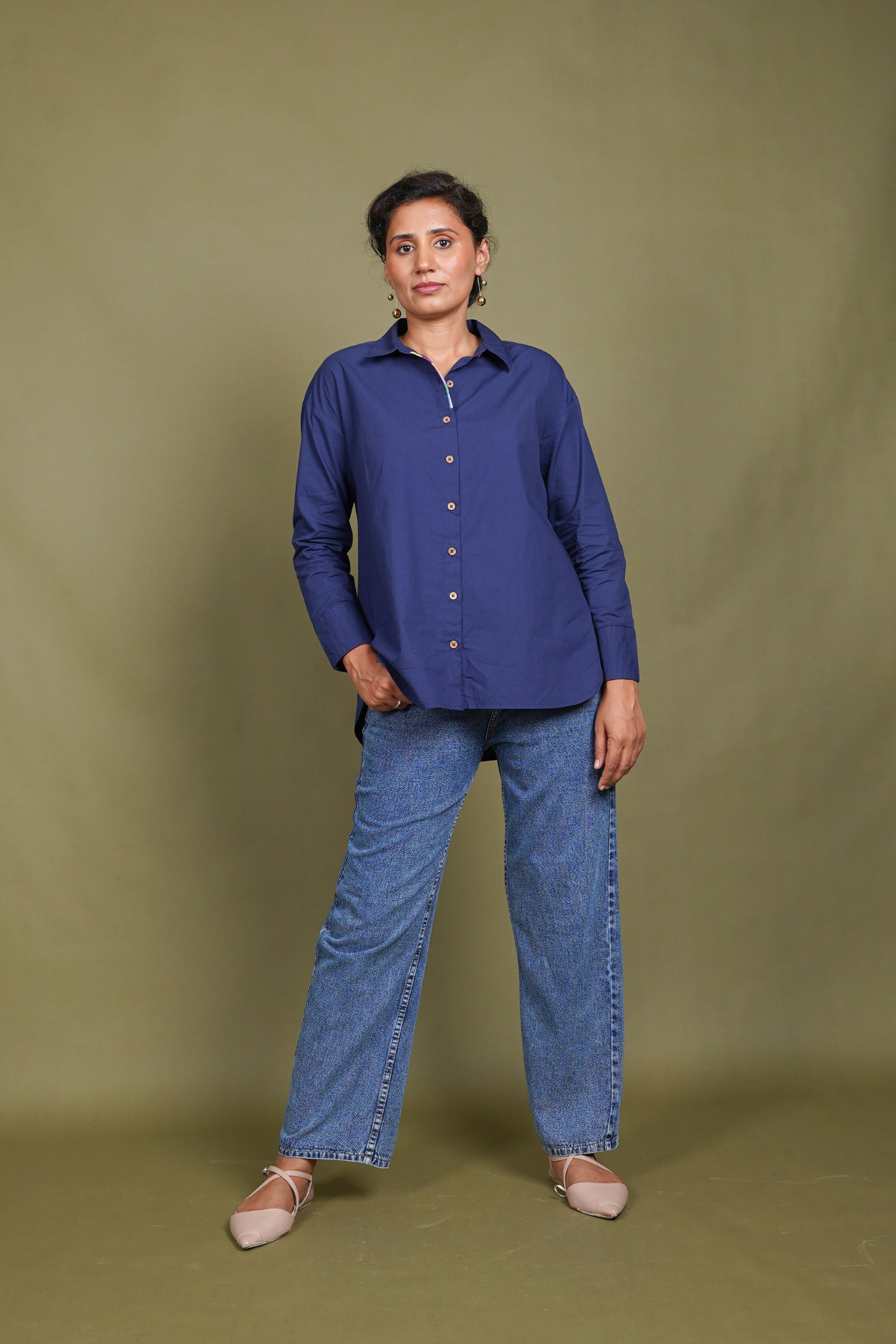 Embroidered Navy Luxe Timeless Style Shirt