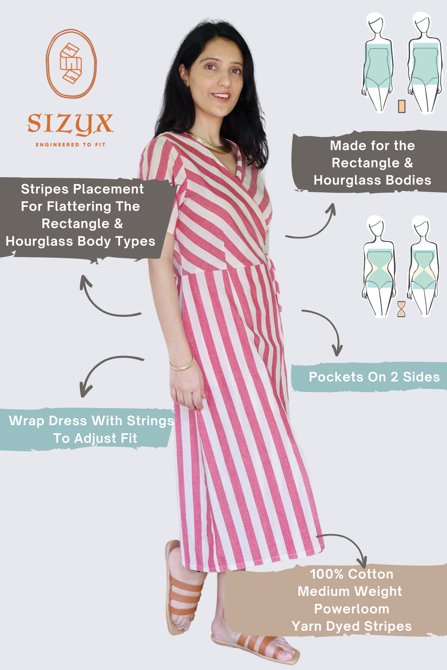 striped-half-sleeved-wrap-around-dress-in-off-white-and-red