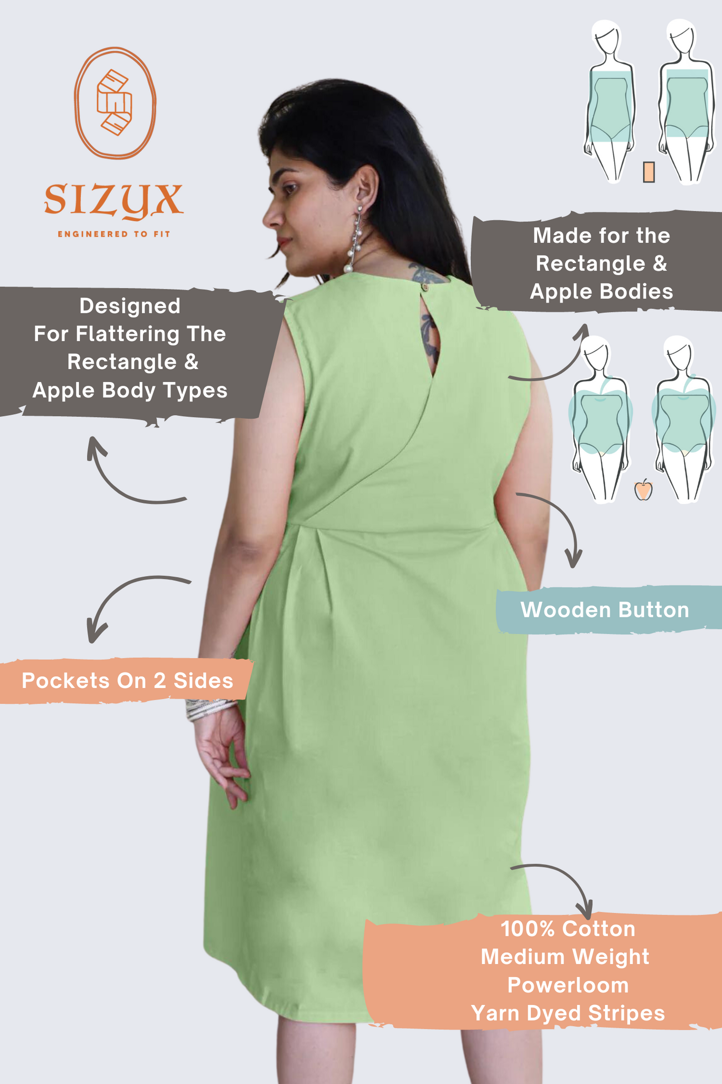 Round Neck Sleeveless Pleated Sage Green Dress