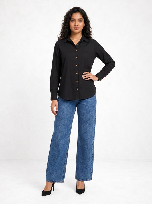 Embroidered Black Luxe Timeless Style Shirt