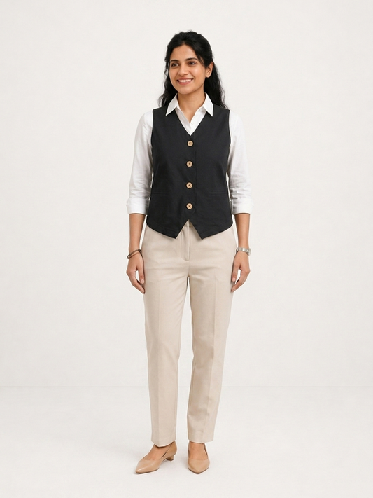 Black Waist Coat | Hourglass Fit Essential