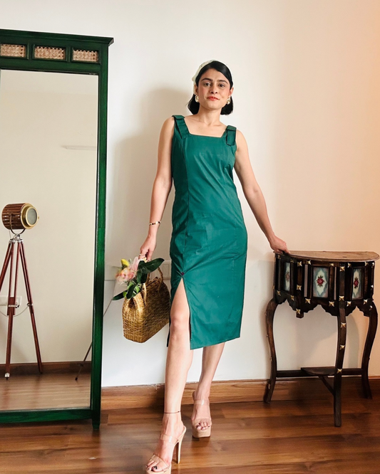 Myrtle Green Muse Slit Dress