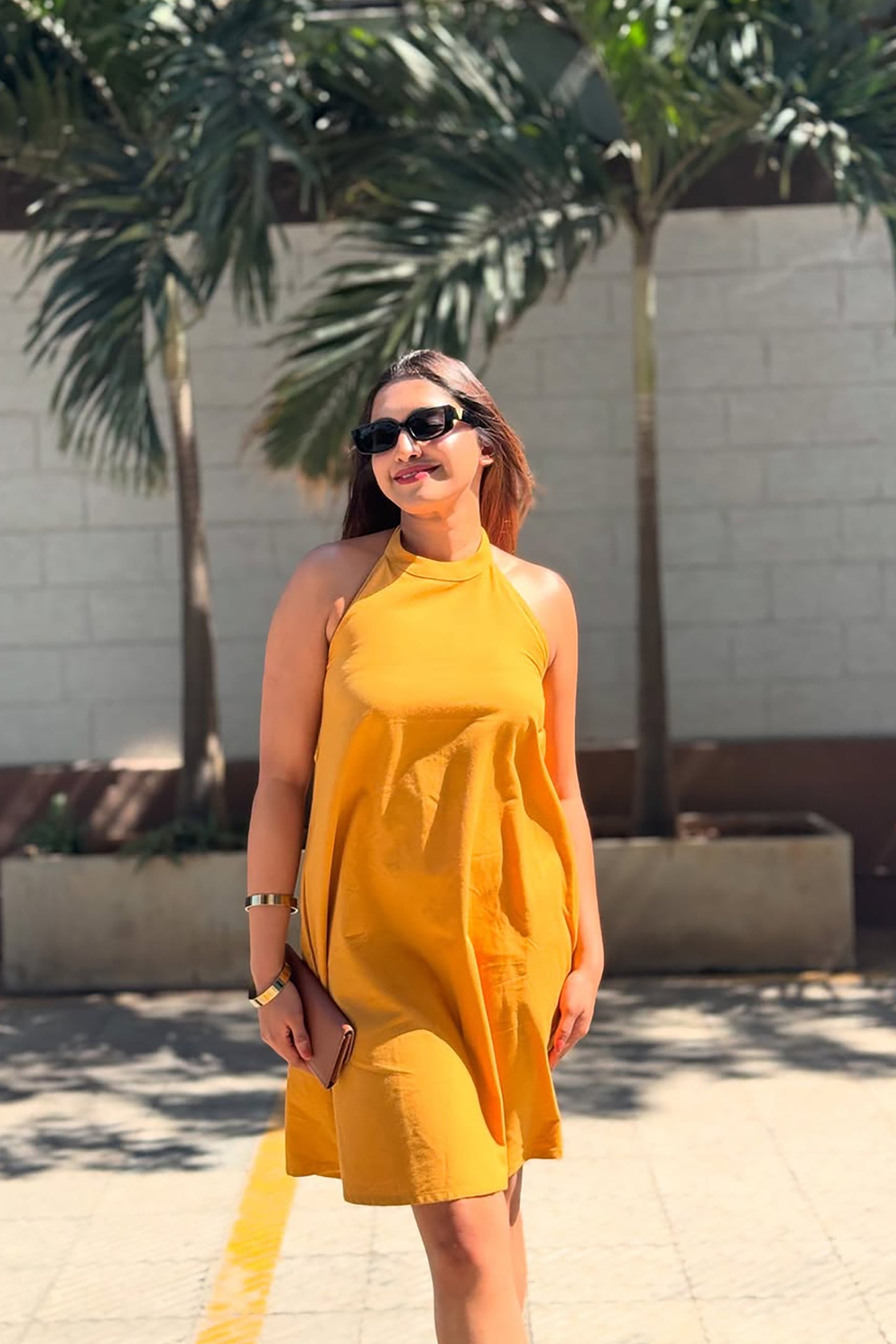 Ochre Luxe Halter Dress