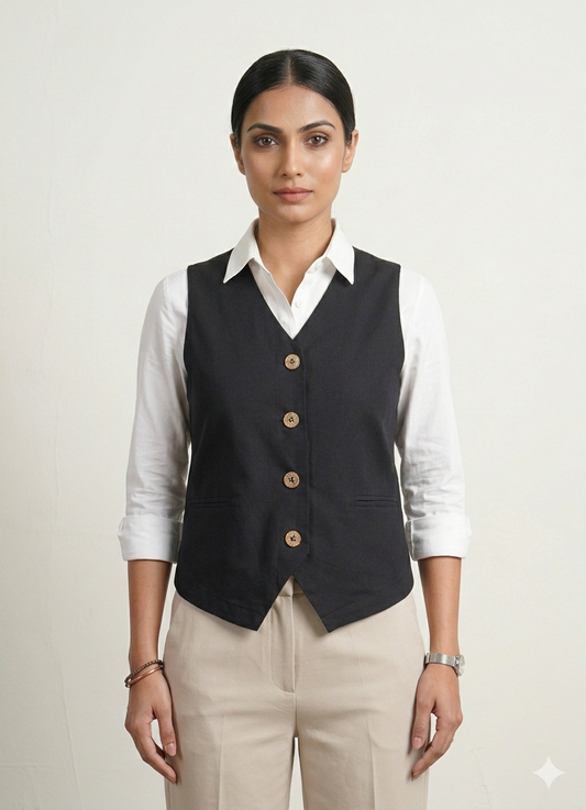 Black Waist Coat | Hourglass Fit Essential