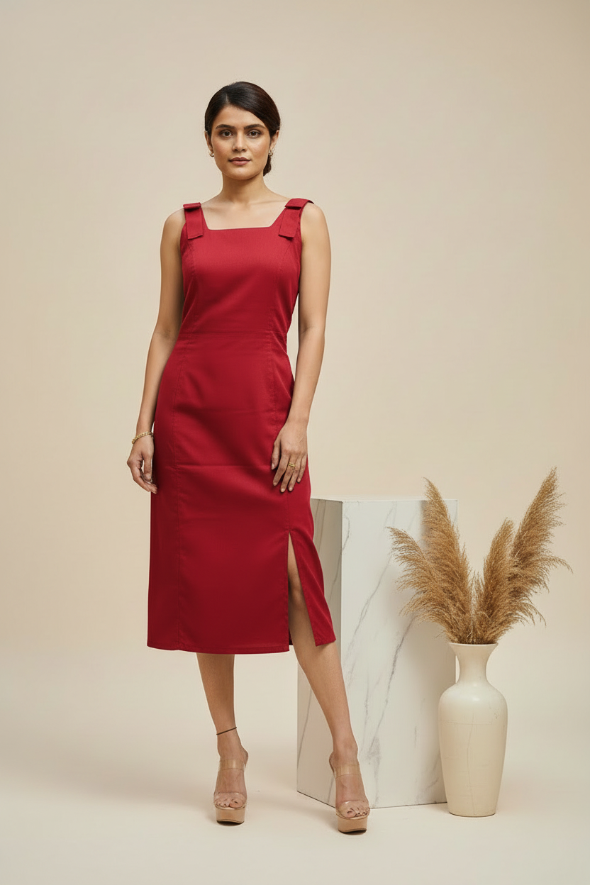 Red Muse Slit Dress