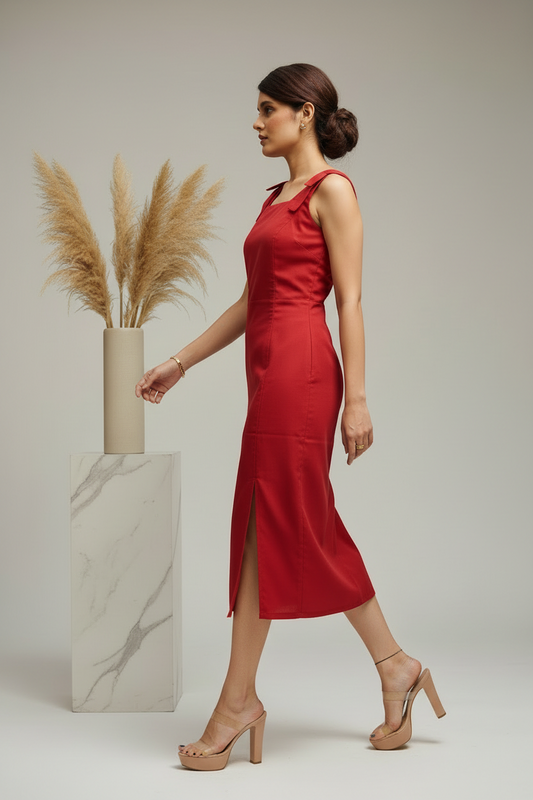 Red Muse Slit Dress