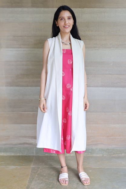 Viva Magenta Medium Weight Cotton Sleeveless Shrug