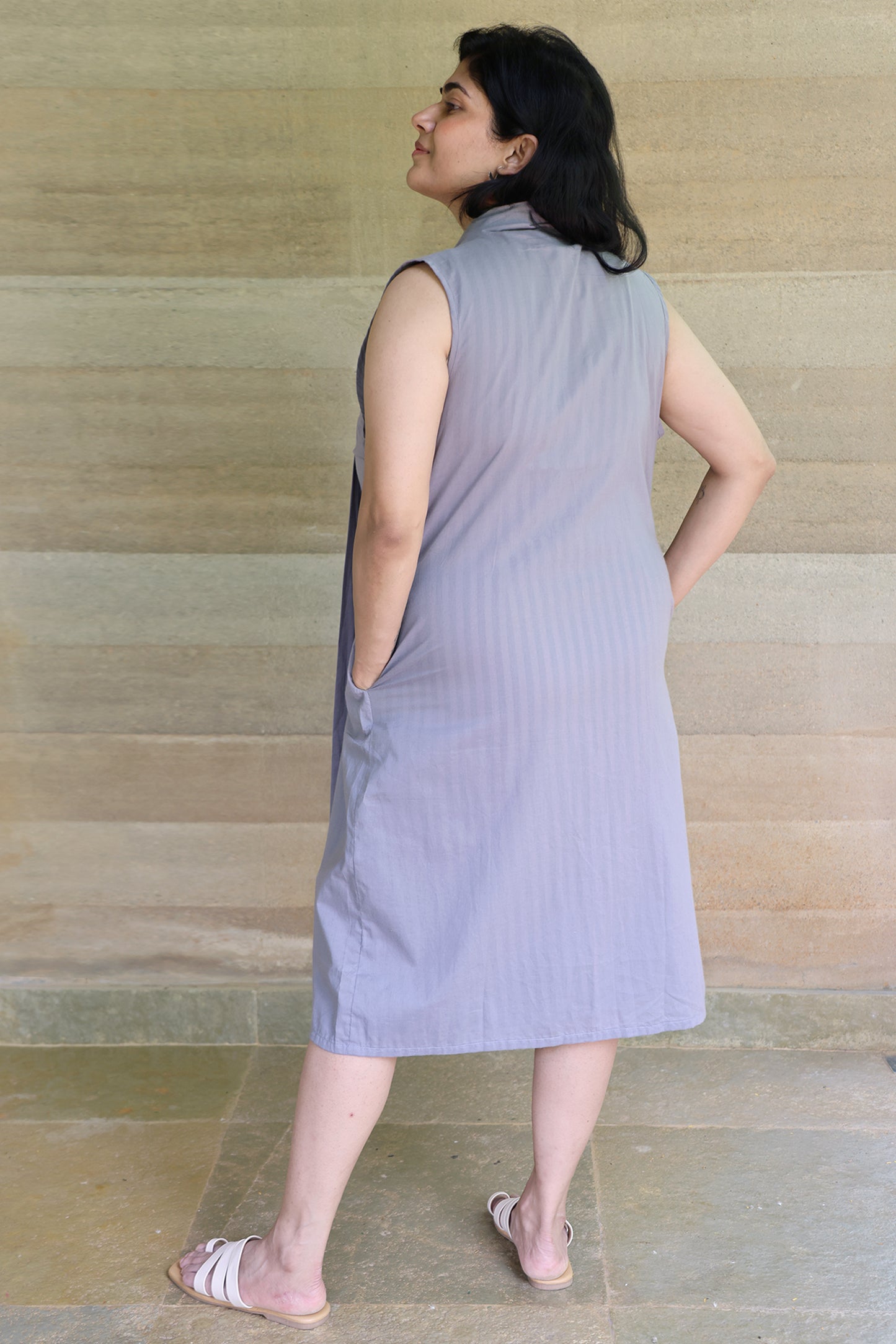 Grey Light Weight Cotton Sleeveless Shrug