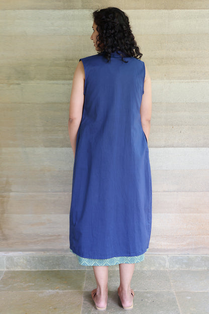 Indigo Blue Light Weight Cotton Sleeveless Shrug