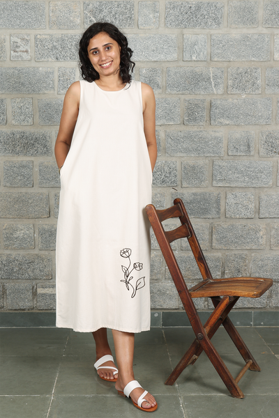 Kora Sleeveless Maxi Dress with Embroidery