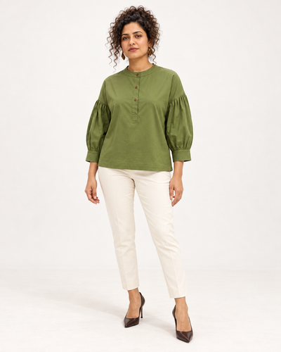 Lime Green Pleat Charm Top
