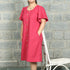 Square Neck A Line Dress in Monotone Solid Viva Magenta