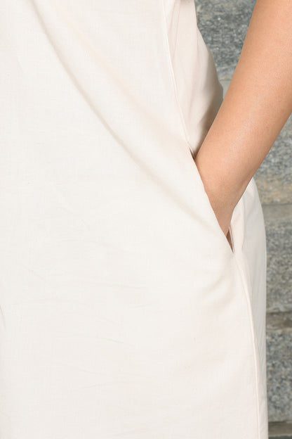 Square Neck A Line Dress in Monotone Solid Viva Magenta