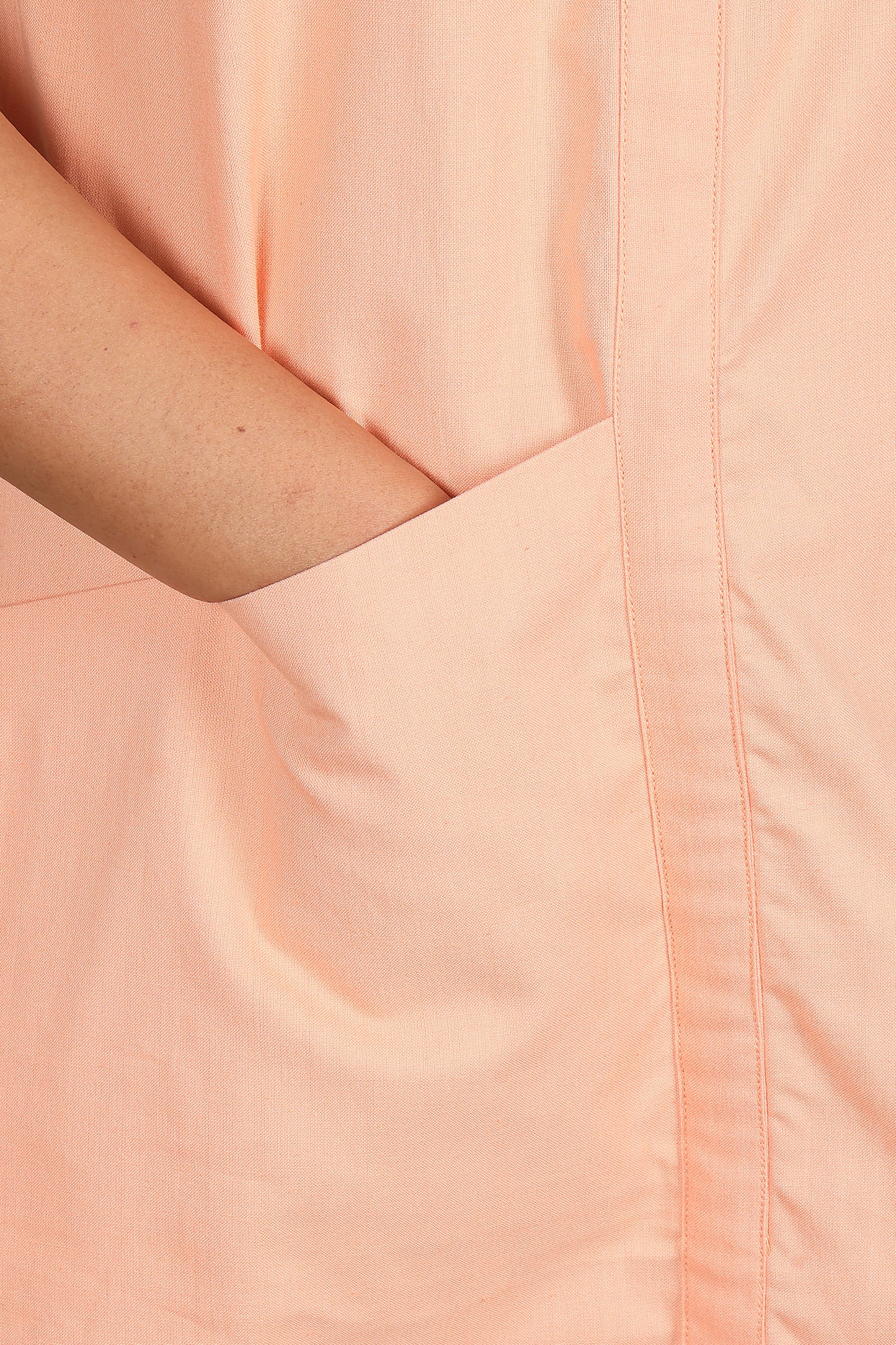 Mandarin Collar A Line Pink Peach Dress
