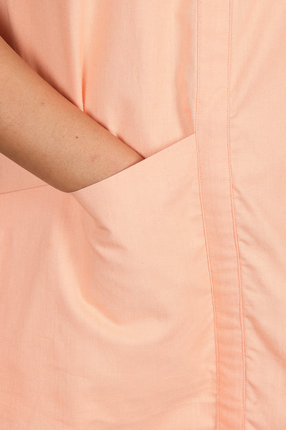 Mandarin Collar A Line Pink Peach Dress