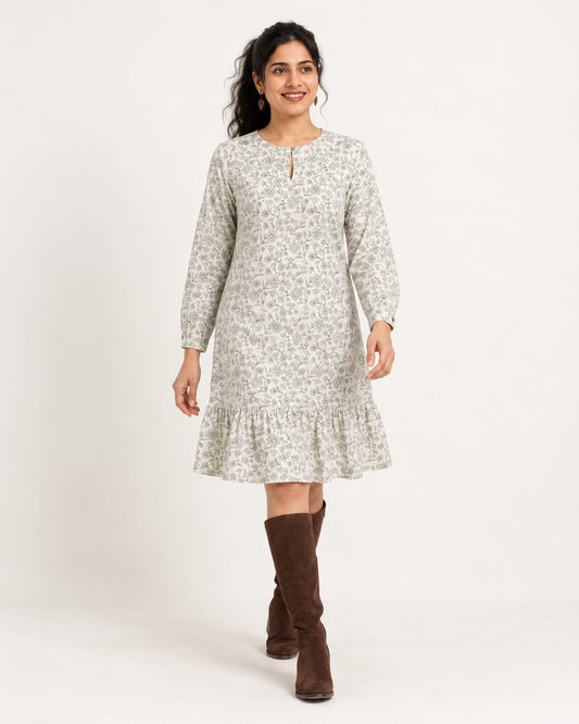 Off-White Tiered A-Line Dress