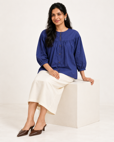 Twilight Blue Yoke Blouse