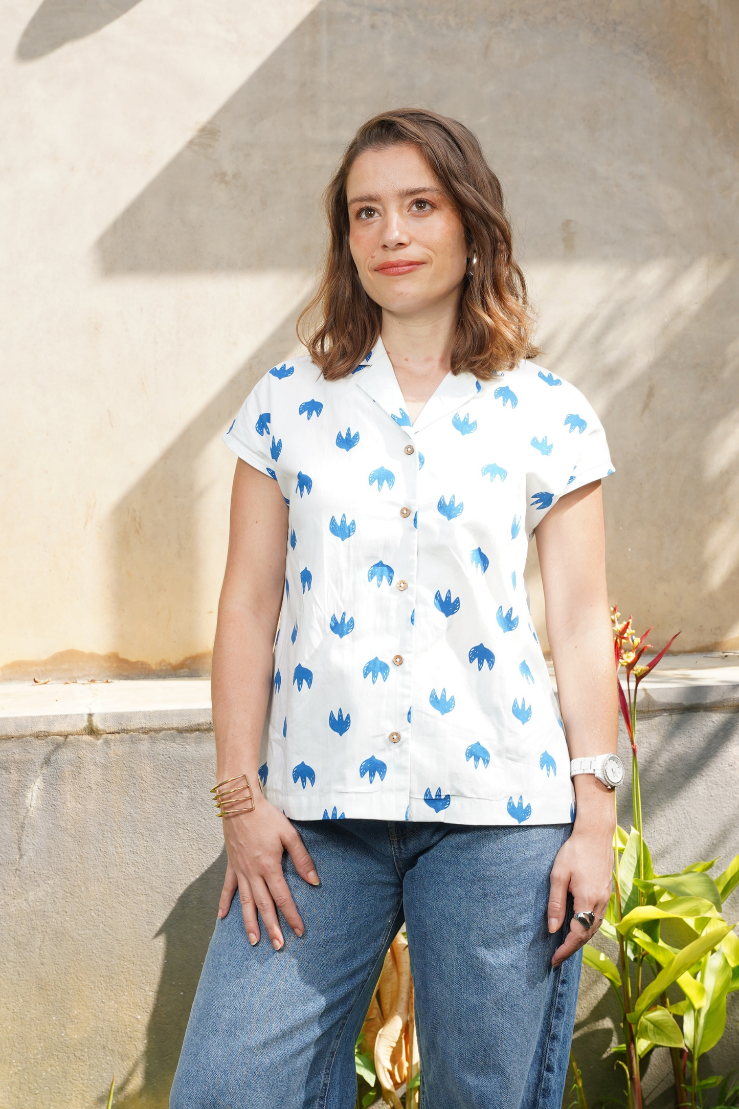 Leaf Trio Notch Collar Shirt