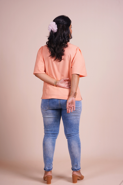 Peach Fuzz Flared Sleeve Charm Top