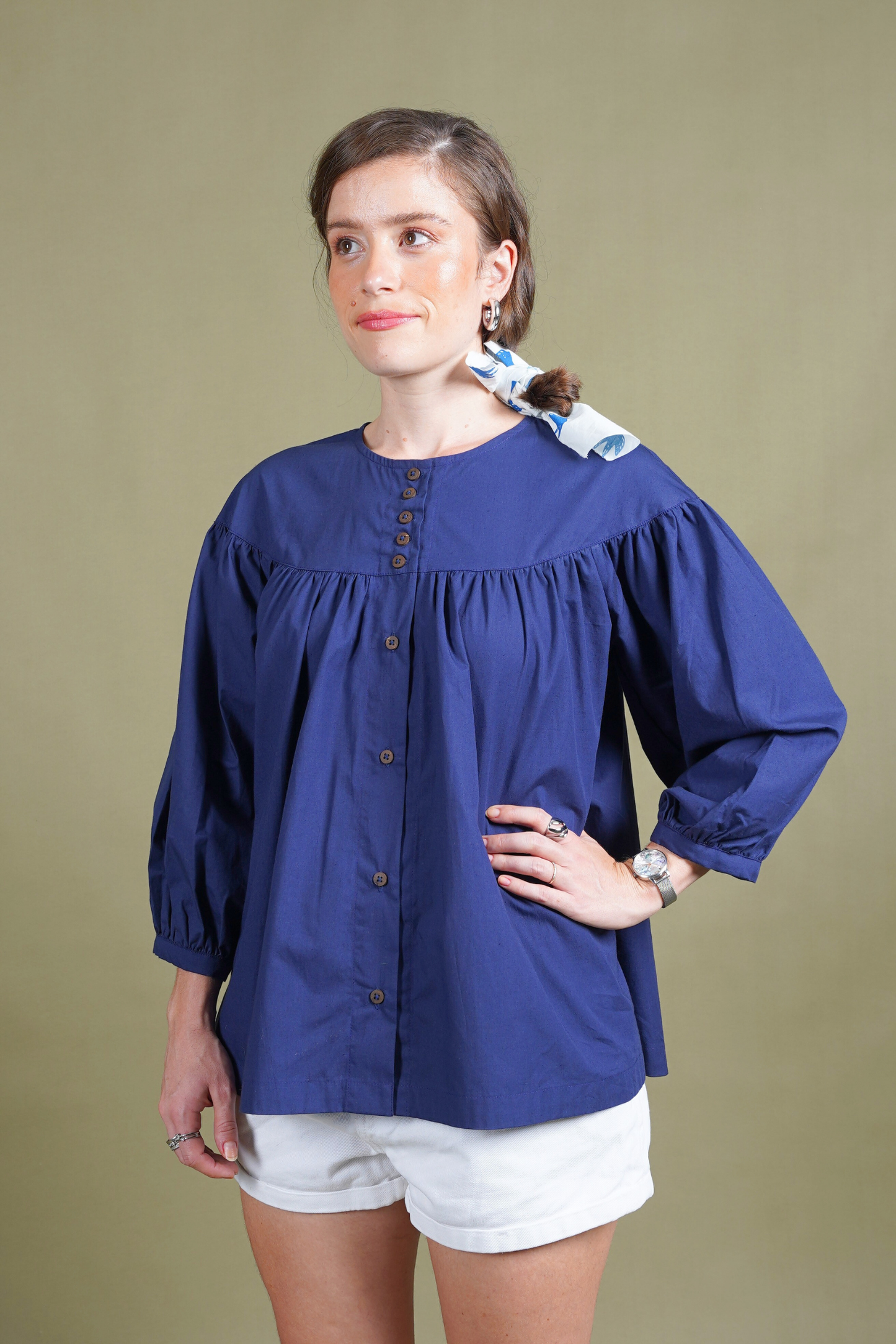 Twilight Blue Yoke Blouse