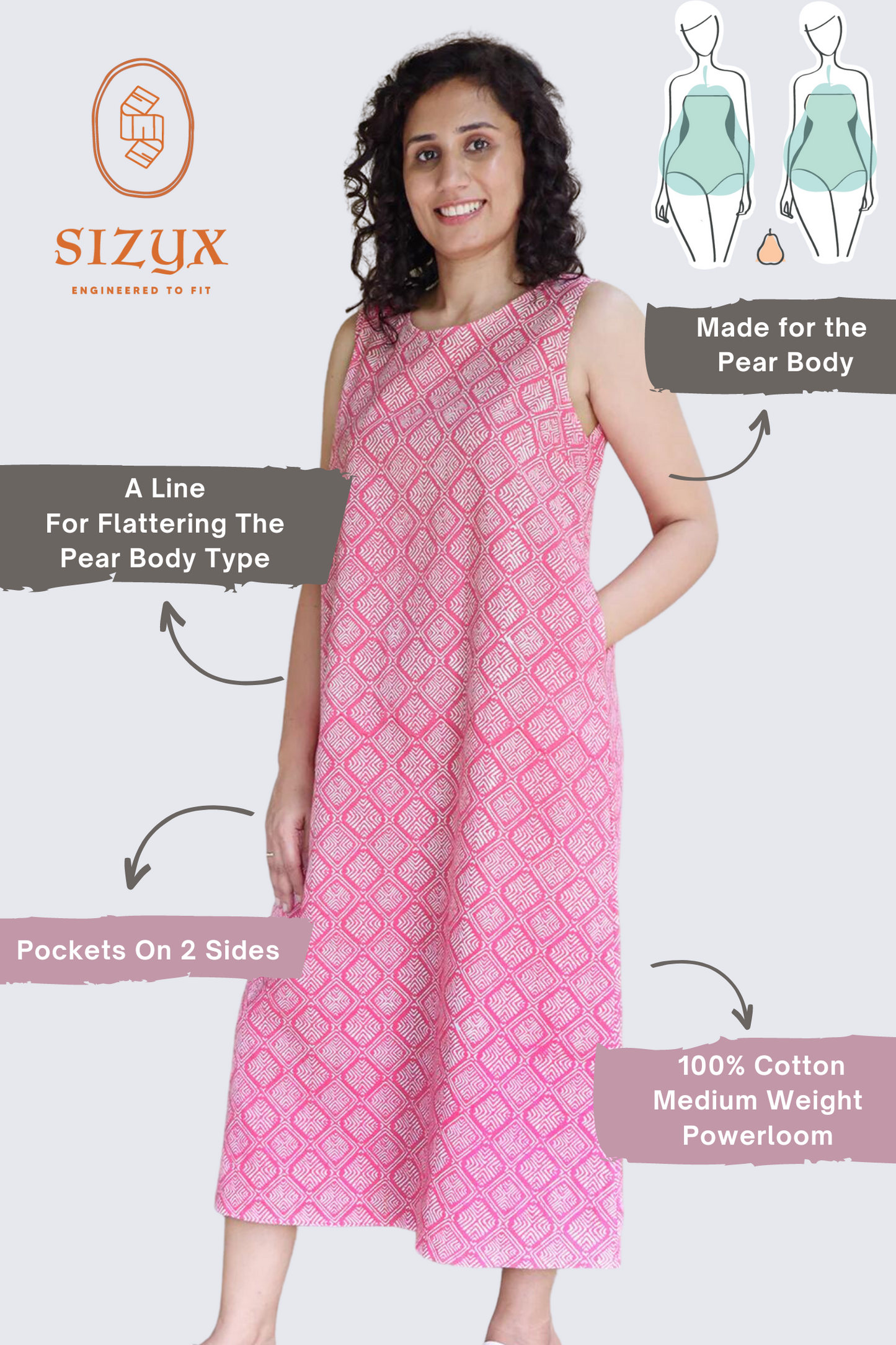 Pink Geometrical Printed Sleeveless Maxi Dress