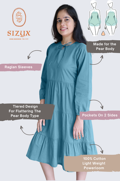 Tiered fine Cotton Teal Dress