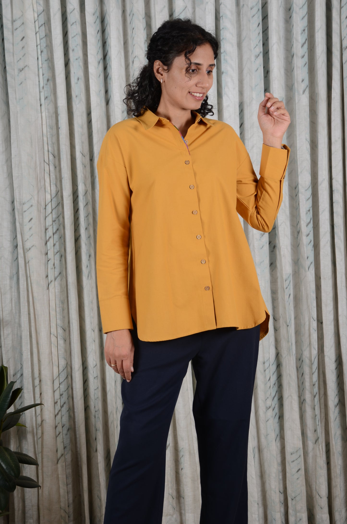 Embroidered Ochre Luxe Timeless Style Shirt