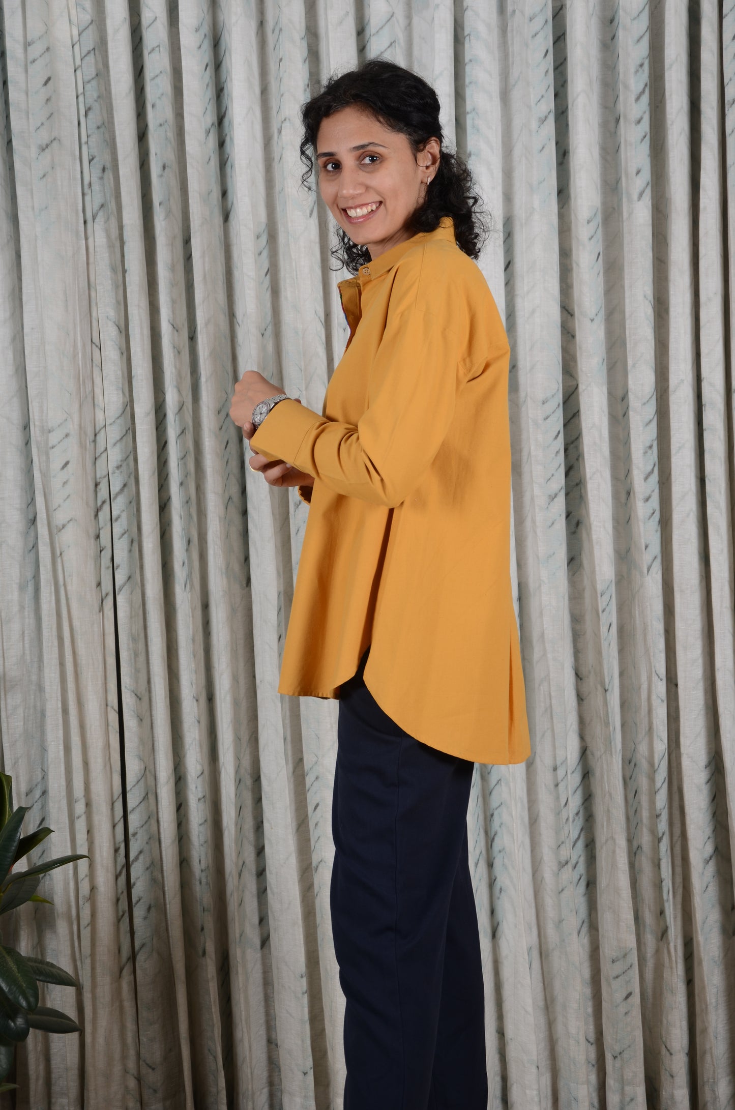 Embroidered Ochre Luxe Timeless Style Shirt