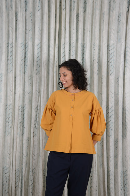 Ochre Pleat Charm Top