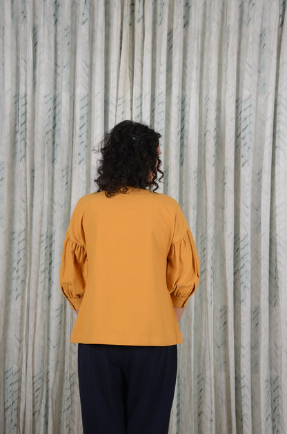 Ochre Pleat Charm Top