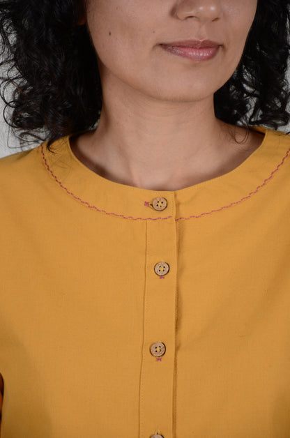 Ochre Pleat Charm Top