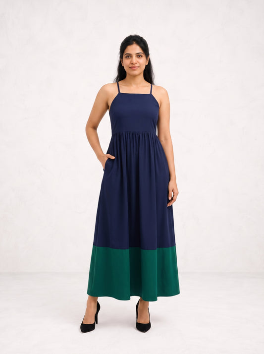 Navy & Green Equinox Dress