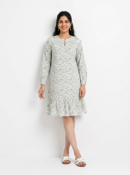 Off-White Tiered A-Line Dress