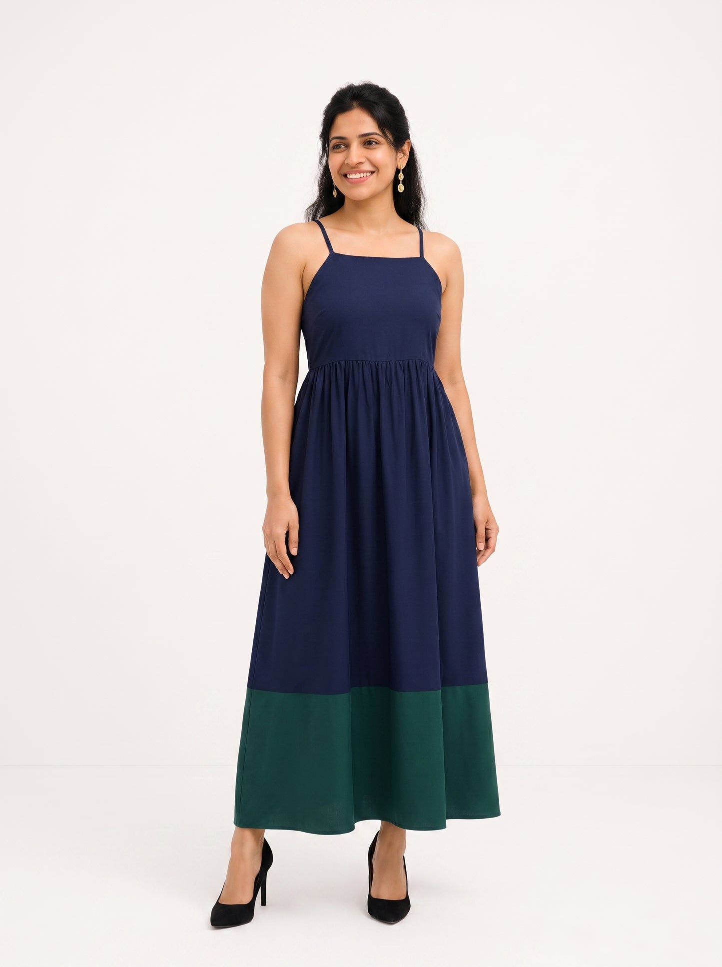 Navy & Green Equinox Dress