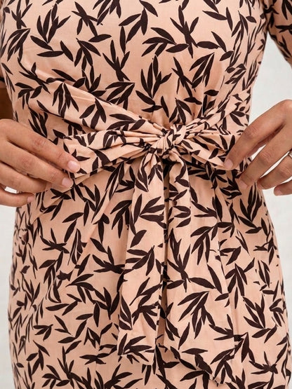 The Brown Autumn Waist Knot Dress