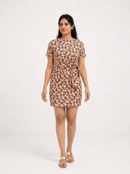 The Brown Autumn Waist Knot Dress