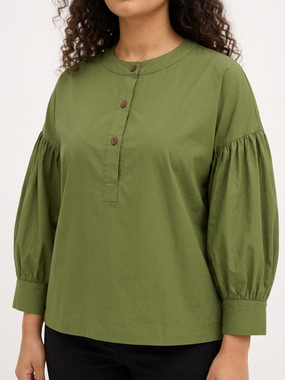 Lime Green Pleat Charm Top