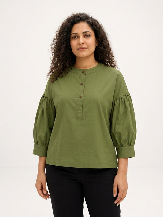 Lime Green Pleat Charm Top