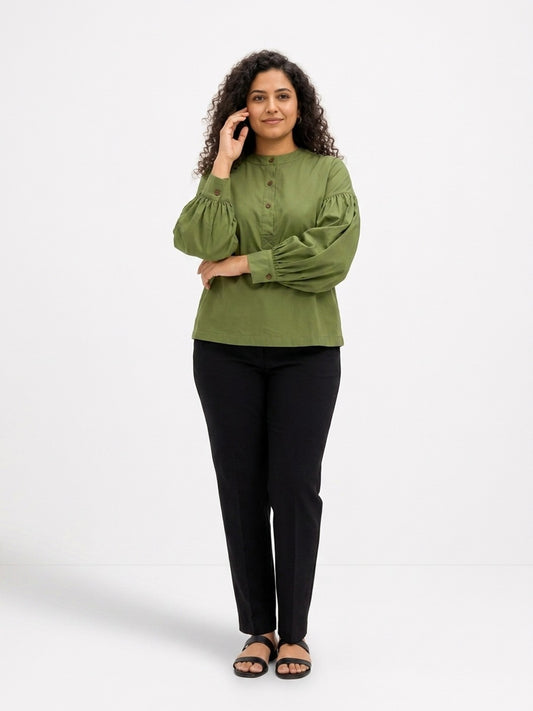Lime Green Pleat Charm Top
