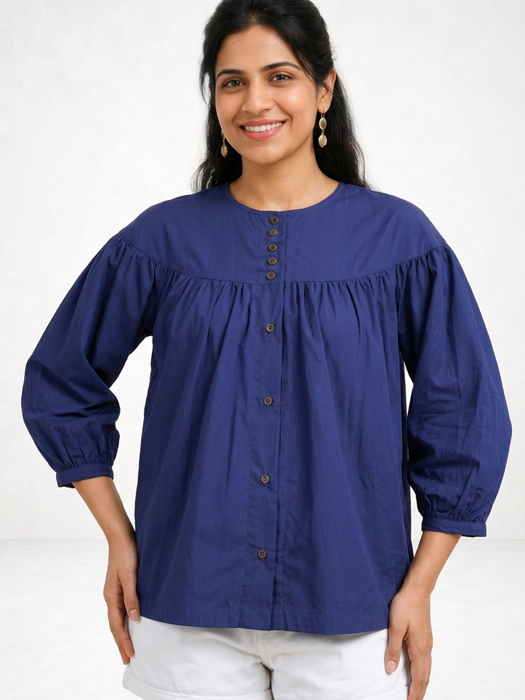 Twilight Blue Yoke Blouse