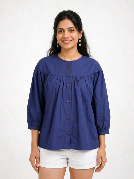 Twilight Blue Yoke Blouse