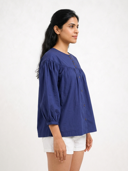 Twilight Blue Yoke Blouse