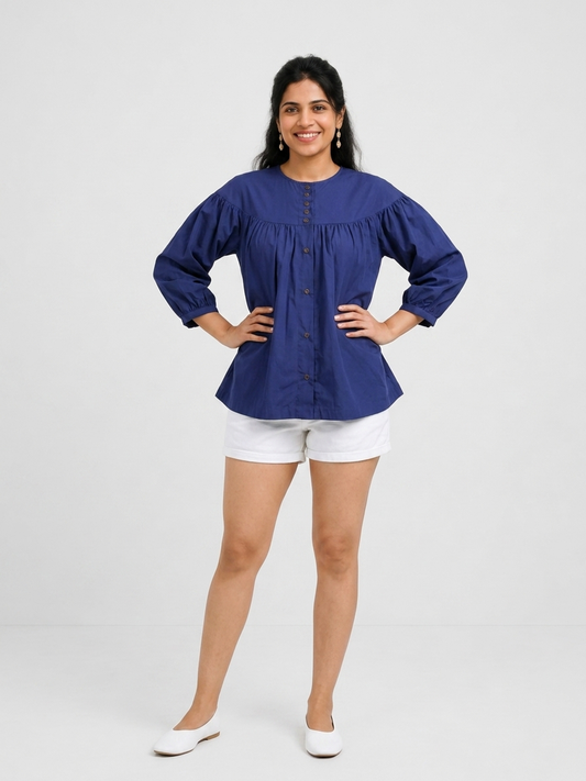 Twilight Blue Yoke Blouse