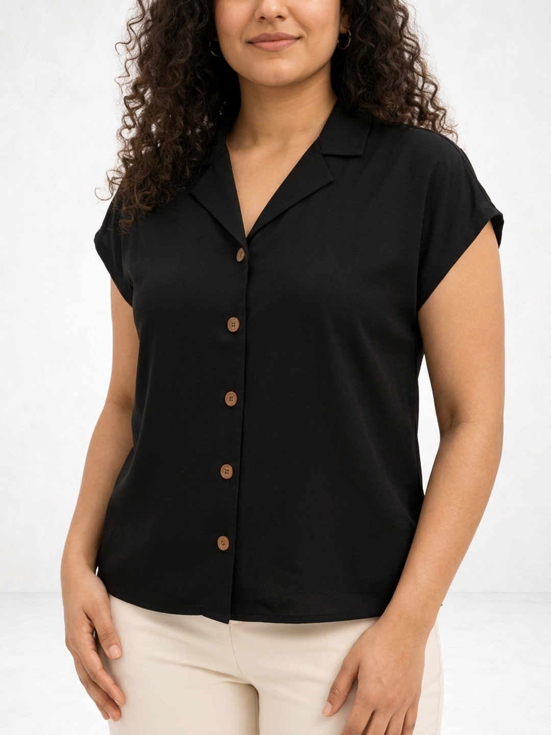 Midnight Black Notch Collar Shirt