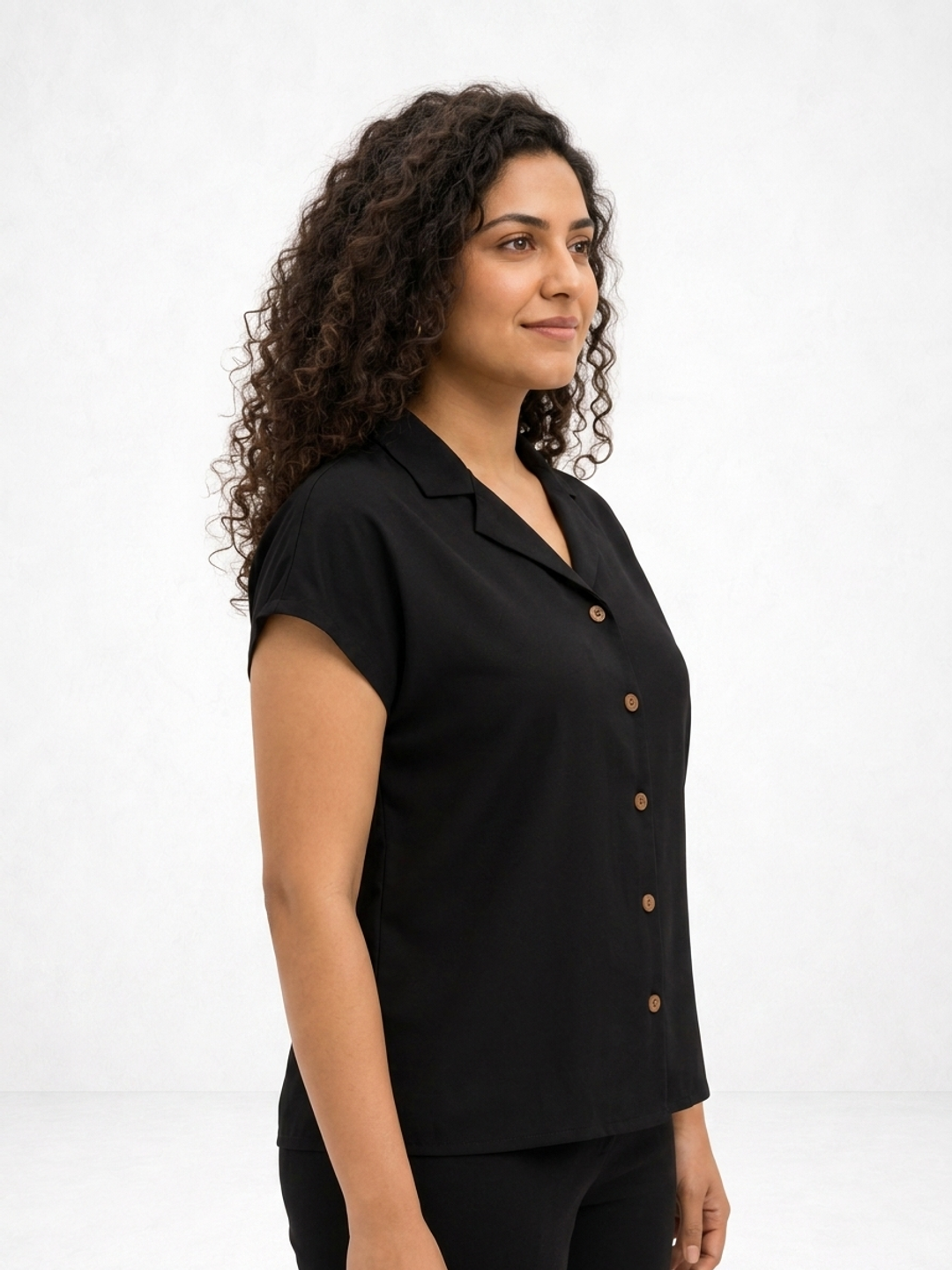 Midnight Black Notch Collar Shirt