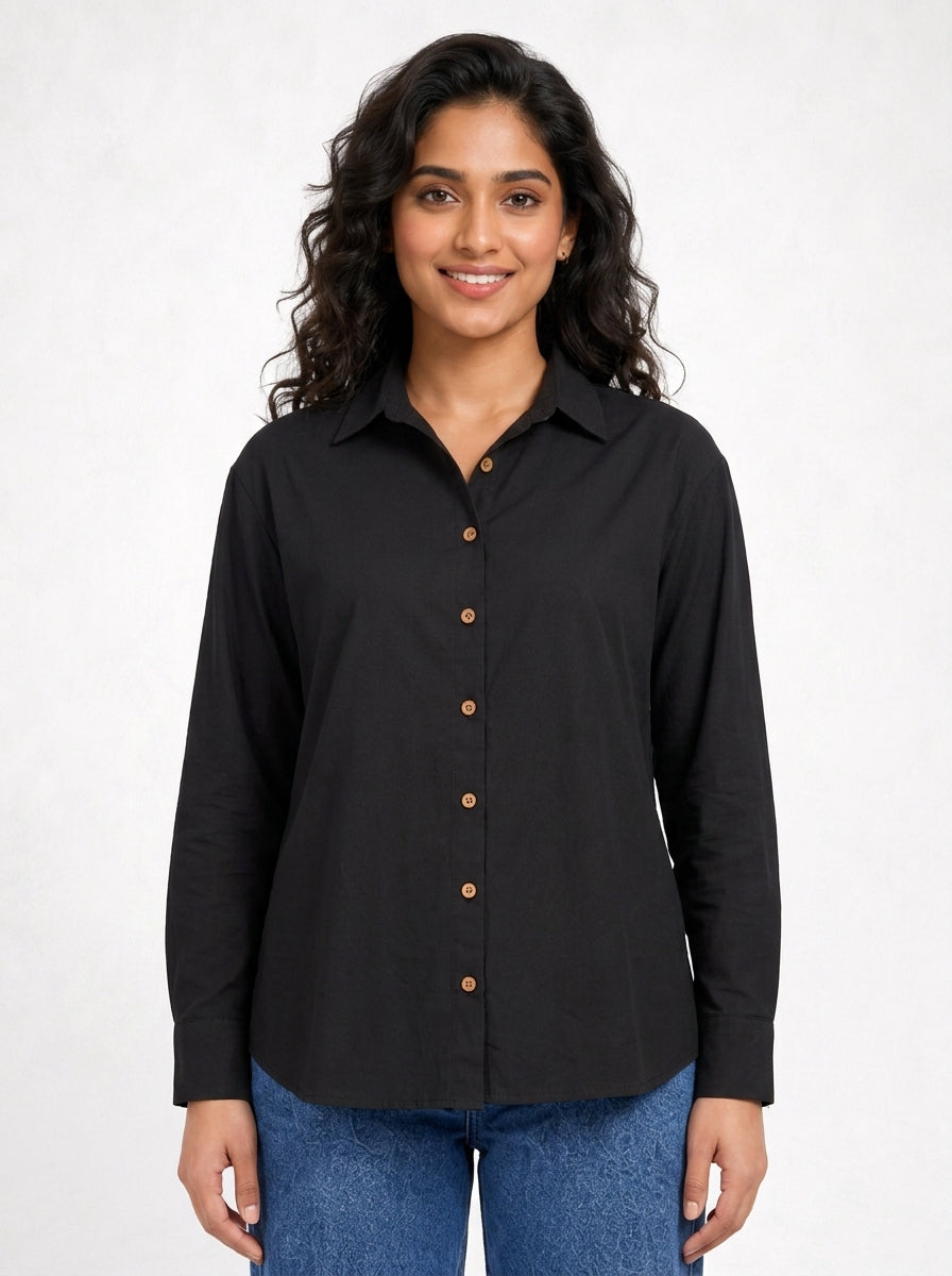 Embroidered Black Luxe Timeless Style Shirt